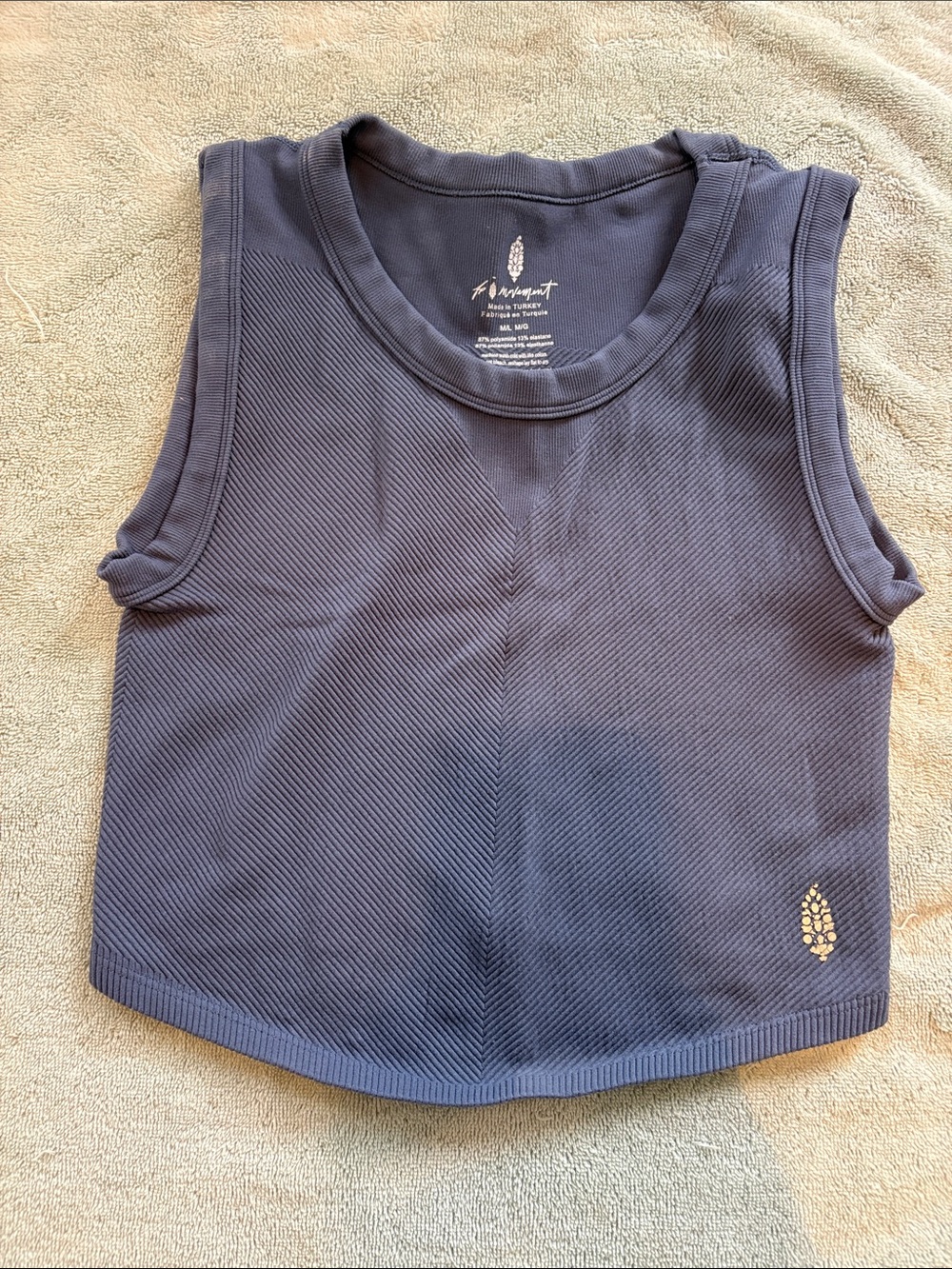 Free People Slate Ribbed Cropped Tank Top